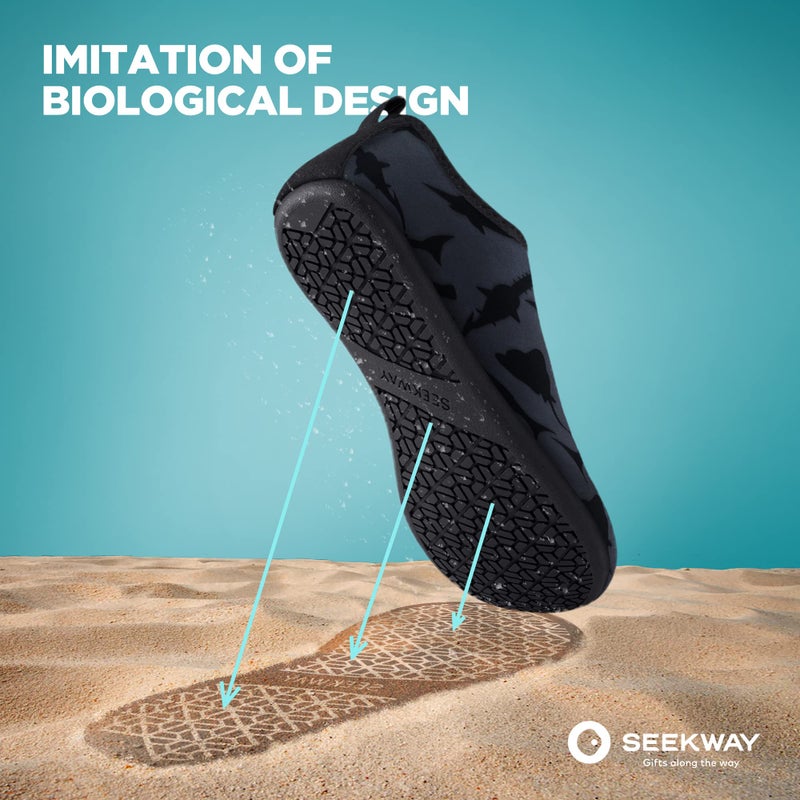 SEEKWAY Water Shoes Barefoot Aqua Socks Non Slip Quick-Dry for Beach Pool Swimming River Lake Women Men Black Shark SK001 - Image 2